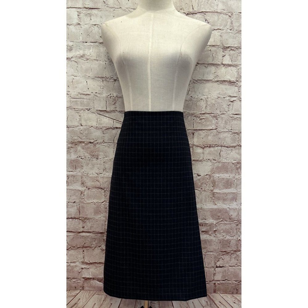 LOFT Womens Black Check Windowpane Straight Skirt Size 14 NEW